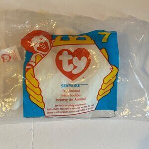 Vtg 1996 McDonalds Ty Beanie Baby Seamore The Seal Plush Stuffed Toy Animal